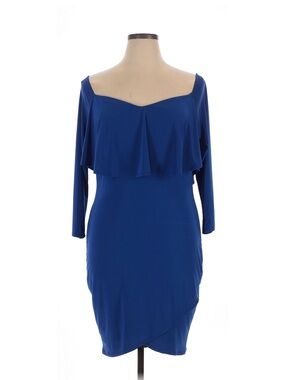 Fashion to Figure Royal Blue Off-Shoulder Ruffle Long Sleeve Dress